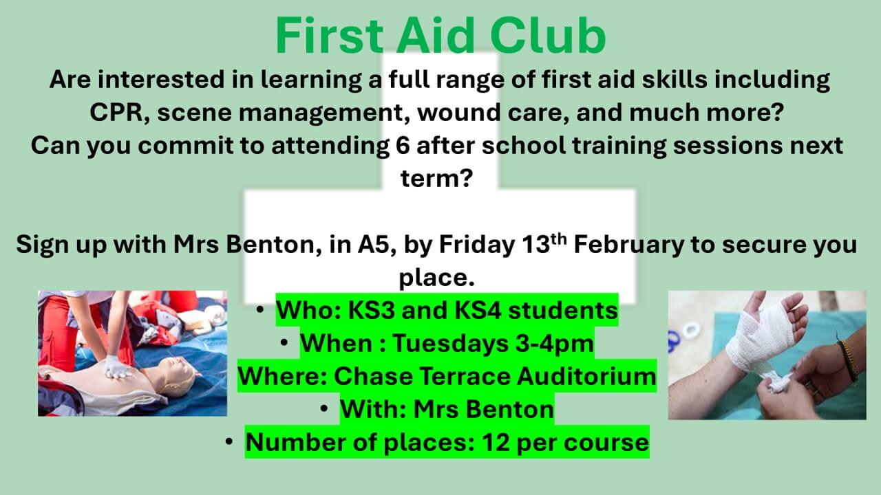 First Aid Club – Chase Terrace Academy